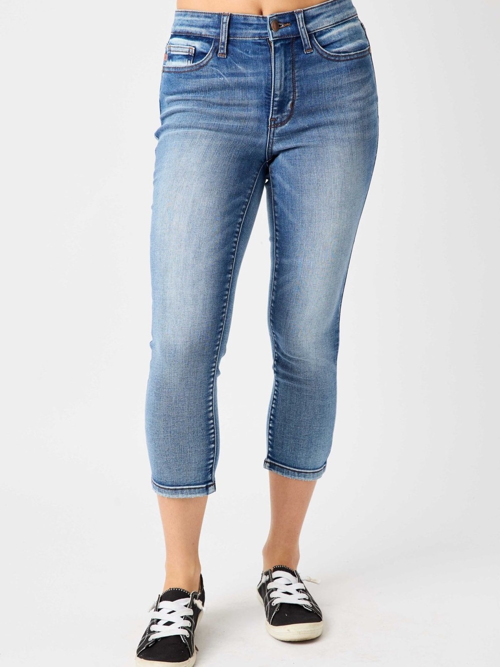 Judy Blue "Jump Start" Skinny Fit Contrast Capri Jeans - 7/28